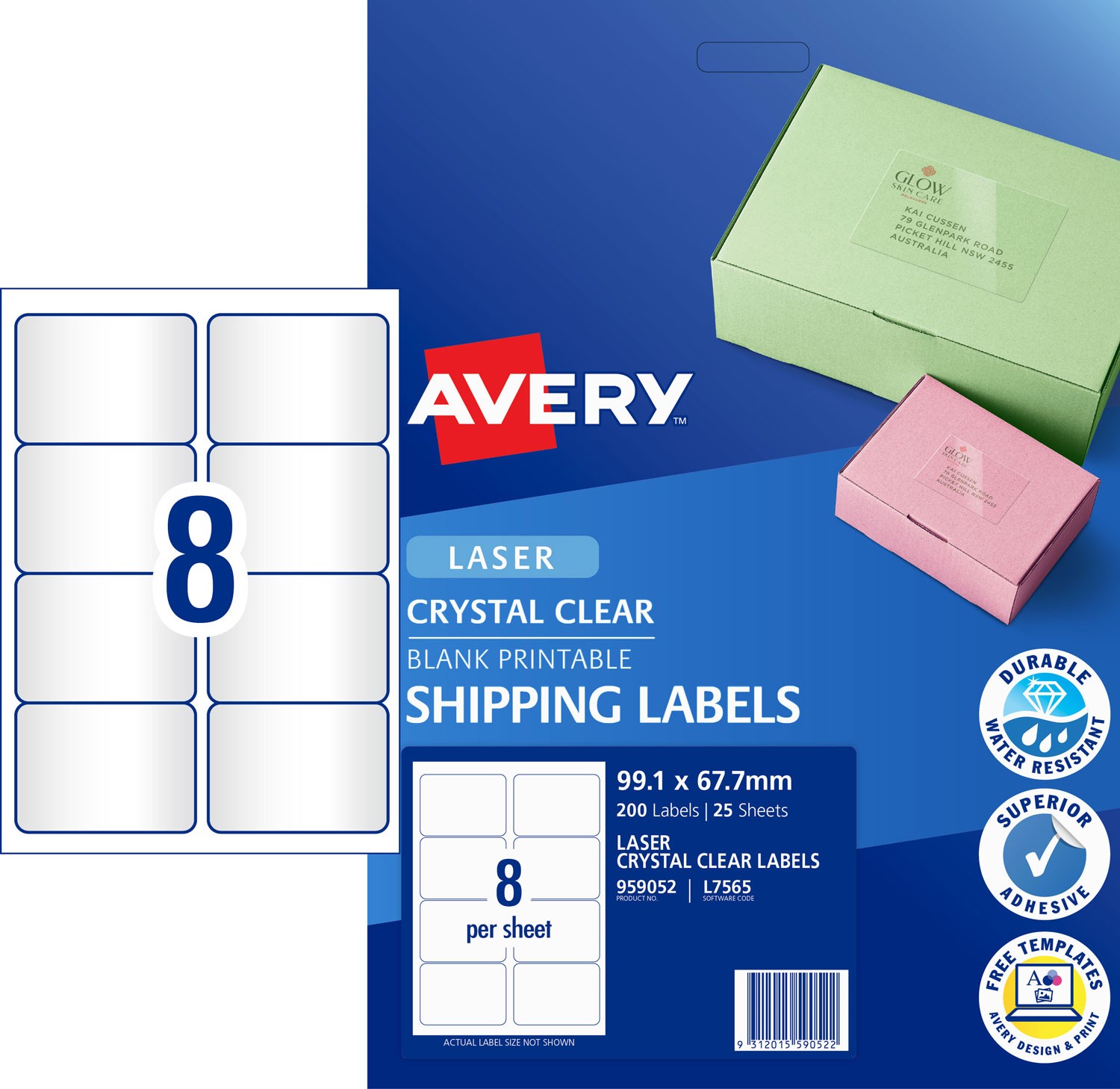 Crystal Clear Shipping Labels 959052 Avery Australia