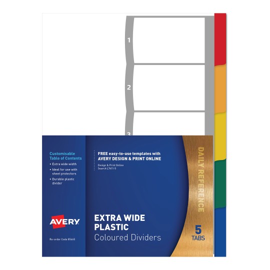 Extra Wide Dividers 5 Tabs 97565 Avery Australia