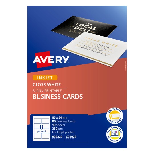 Gloss Finish Business Cards 936229 Avery Australia