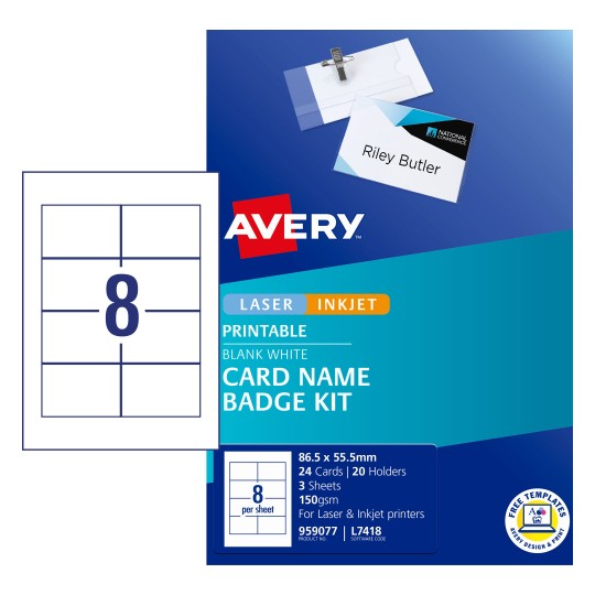 Card Name Badges Kit Avery Australia